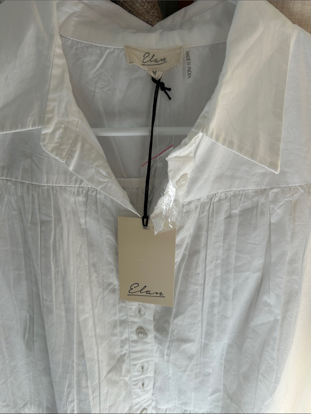 Elan White Button-Front Ruffled Tunic - Picture 3 of 4